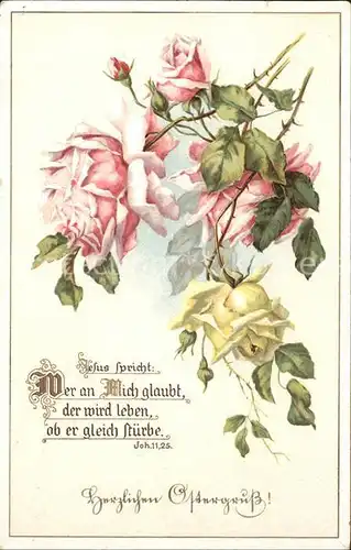 Rosen Ostern Litho  Kat. Pflanzen
