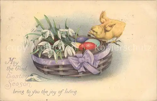 Ostern Easter Paques Kueken Schneegloeckchen Ostereier Gedicht Litho / Greetings /