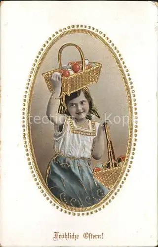 Ostern Easter Paques Kind Ostereier Korb  / Greetings /