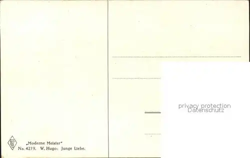 Kuenstlerkarte W. Hugo Junge Liebe Nr. 4219 Moderne Meister Soldat Handarbeit naehen  Kat. Kuenstlerkarte