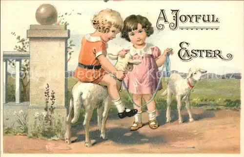 Ostern Easter Paques Kinder Lamm Litho / Greetings /