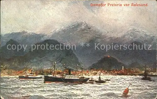 Dampfer Oceanliner Pretoria Aalesund Kuenstlerkarte  Kat. Schiffe