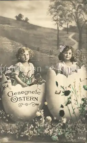 Foto NPG Nr. 632 6 Kinder Ostern Blumen Eier  Kat. Neue Photographische Gesellschaft