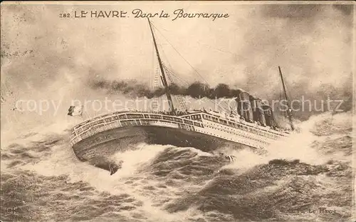 Dampfer Oceanliner Le Havre Sturm  Kat. Schiffe