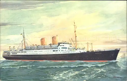 Dampfer Oceanliner MS Berlin Kuenstlerkarte  Kat. Schiffe