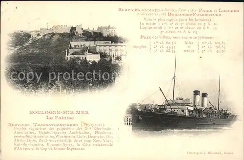 Dampfer Oceanliner Boulogne sur Mer La Falaise  Kat. Schiffe