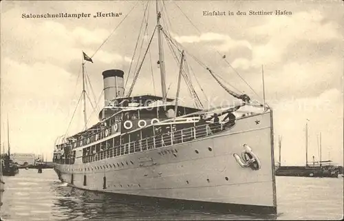 Dampfer Binnenschifffahrt Hertha Stettin Hafen Kat. Schiffe