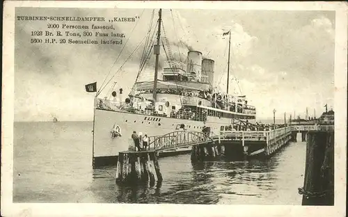Dampfer Binnenschifffahrt Kaiser  Kat. Schiffe
