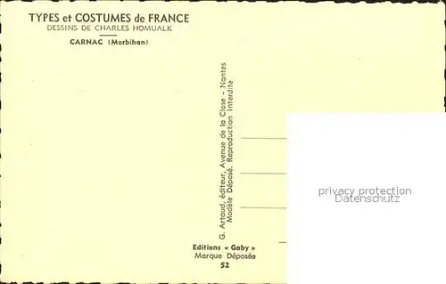 Trachten Frankreich Carnac Morbihan Charles Homualk Nr. 52 Schubkarre  Kat. Trachten