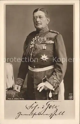 Foto NPG Nr. 4737 Generalfeldmarschall Colmar von der Goltz Orden Kat. Neue Photographische Gesellschaft