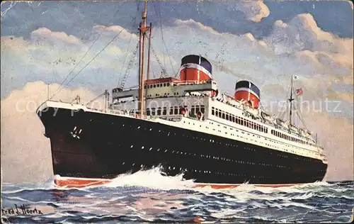 Dampfer Oceanliner Washington Kuenstlerkarte Fred J. Hoertz  Kat. Schiffe