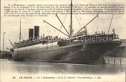 Dampfer Oceanliner Rochambeau Le Havre  Kat. Schiffe