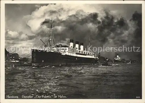 Dampfer Oceanliner Cap Polonio Hamburg Hafen  Kat. Schiffe