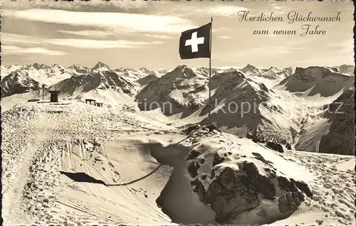 Fahnen Schweiz Alpenpanorama / Heraldik /