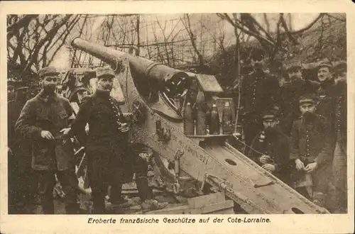 Militaria Geschuetze Eroberte Kanone Cote-Lorraine / Militaria WK1 /