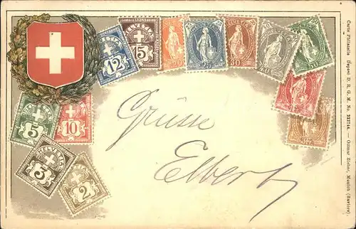 Helvetia Schweiz Briefmarkensprache / Heraldik /