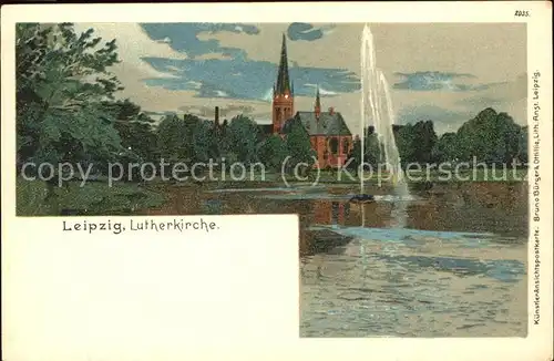 Verlag Buerger Leipzig Nr. 2055 Leipzig Lutherkirche / Lithokarte /