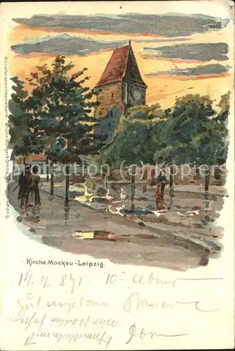 Verlag Buerger Leipzig Nr. 2028 Kirche Mockau Litho / Lithokarte /