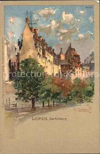 Verlag Buerger Leipzig Nr. 2014 Leipzig Barfusssberg R.Carloforti  / Lithokarte /