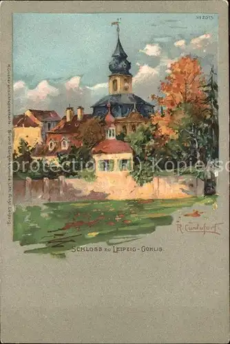 Verlag Buerger Leipzig Nr. 2015 Schloss Leipzig-Gohlis R. Carloforti  / Lithokarte /