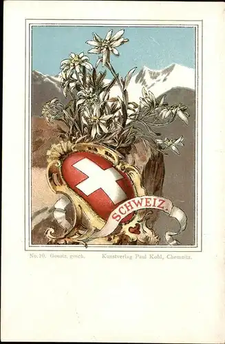 Helvetia Schweiz Kuenstlerkarte / Heraldik /