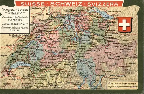 Helvetia Schweiz Landkarte / Heraldik /