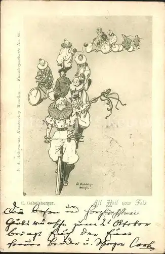 Verlag Ackermann Kuenstlerpostkarte Nr. 96 E. Gabelsberger Clowns Fahrraeder  / Verlage /
