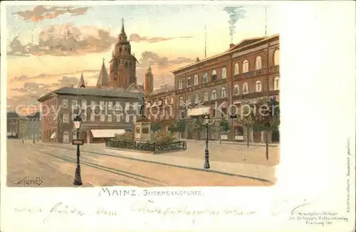 Muench C. Mainz Gutenbergplatz  / Kuenstlerlitho /