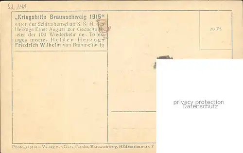 Adel Braunschweig Herzog Ernst August Erbprinz Kriegshilfe Braunschweig 1915 / Koenigshaeuser /