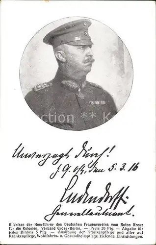 Militaria WK1 Generalleutnant Ludendorff Rotes Kreuz / Militaria WK1 /