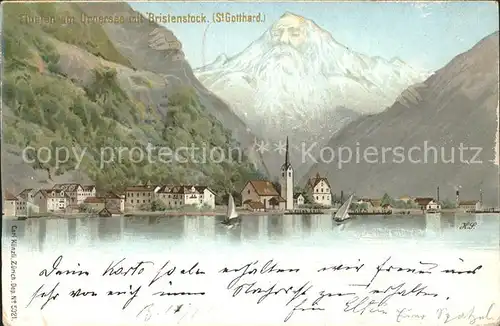 Berggesichter Fluekeb an Urnersee Bristenstocj St. Gotthard Litho / Berge /