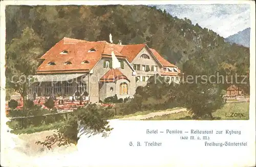 Zorn L. Hotel-Pension-Restaurant zur Kyburg Freiburg-Guenterstal / Kuenstlerlitho /