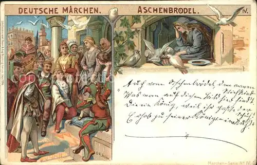 Maerchen Sagen Aschenbroedel Kuenstlerkarte O. A. Koch Litho / Maerchen und Sagen /