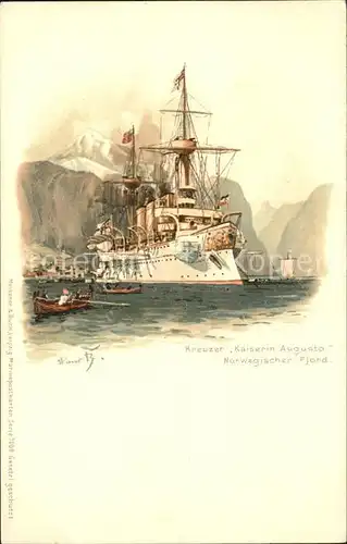Marine Kreuzer Kaiserin Augusta Litho / Schiffe /