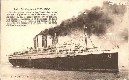 Dampfer Oceanliner Paris  / Schiffe /