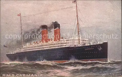Dampfer Oceanliner R.M.S. Carmania Kuenstlerkarte Charles J. de Lacy / Schiffe /