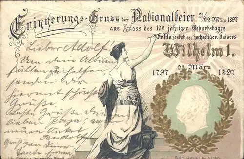 Wilhelm I Nationalfeier 100-jaehriges Geburtstag 21/22 Maerz 1897  / Persoenlichkeiten /