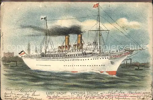 Dampfer Oceanliner Lust-Yacht Victoria Louise Hamburg Litho  / Schiffe /