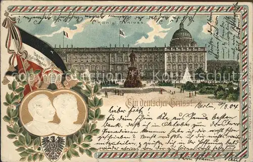 Wilhelm II Kaiserin Auguste Viktoria Koeniglisches Schloss Litho / Persoenlichkeiten /