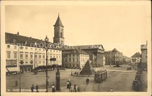 Strassenbahn Karlsruhe Markplatz Bahnpost Kat. Strassenbahn