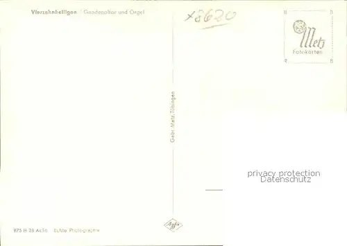 Kirchenorgel Vierzehnheiligen Gnadenaltar Kat. Musik