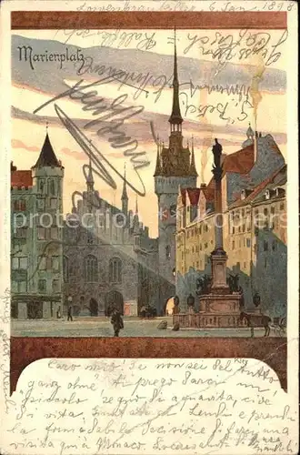 Kley Marienplatz Muenchen Kat. Kuenstlerlitho