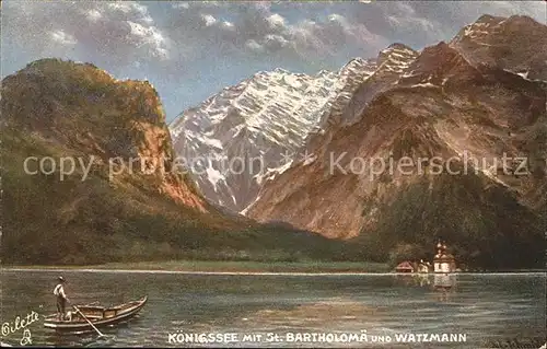 Verlag Tucks Oilette Nr. 624 Koenigsee St. Bartholomae Watzmann  Kat. Verlage