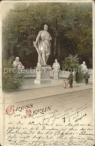 Denkmal Albrecht II. Berlin Litho / Denkmaeler /