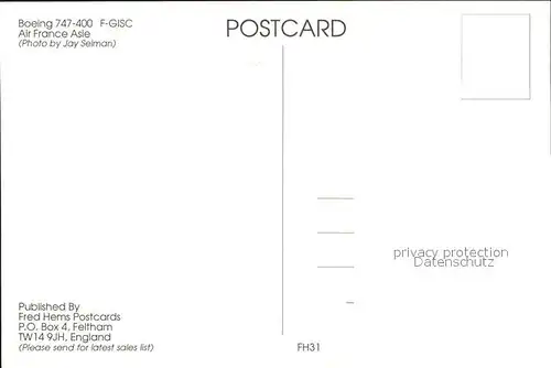 Flugzeuge Zivil Boeing 747 400 F GISC Air France Asie  Kat. Flug