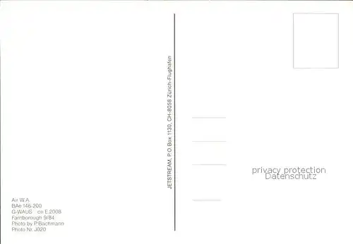 Flugzeuge Zivil Air W.A. BAe 146 200 G WAUS c n E.2008 Kat. Flug