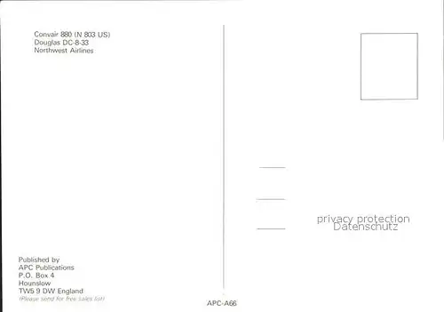Flugzeuge Zivil Convair 880 N803US Douglas DC 8 33 Northwest Airlines  Kat. Flug