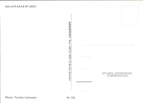 Flugzeuge Zivil Salair Saab SF 340A SE ISK  Kat. Flug