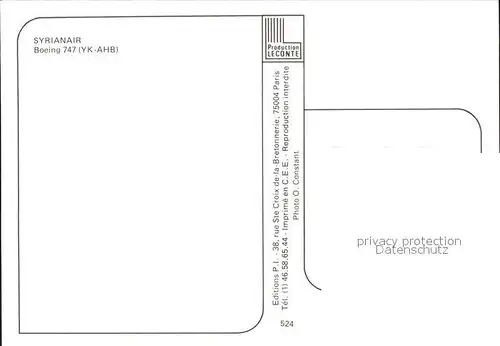 Flugzeuge Zivil Syrianair Boeing 747 YK AHB  Kat. Flug