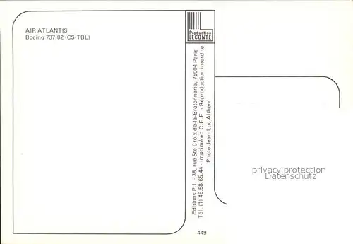 Flugzeuge Zivil Air Atlantis Boeing 737 82 CS TBL Kat. Flug